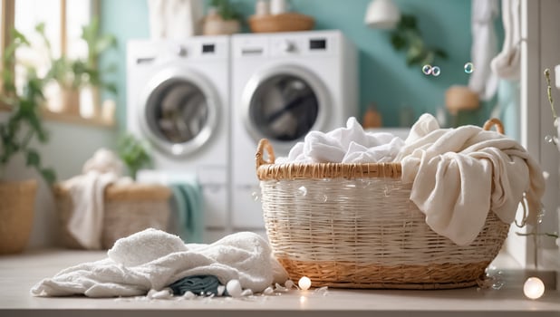 AI generated Basket with laundry for washing photo
