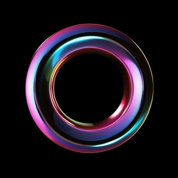 AI generated holographic torus on black background photo