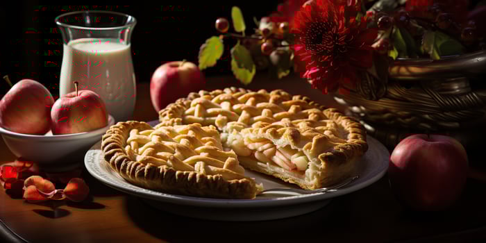Traditional apple pie baked food natural desert culinary recept scene photo