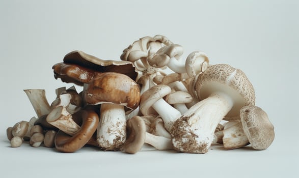AI generated Mushrooms on a white background. Shallow depth of field. photo