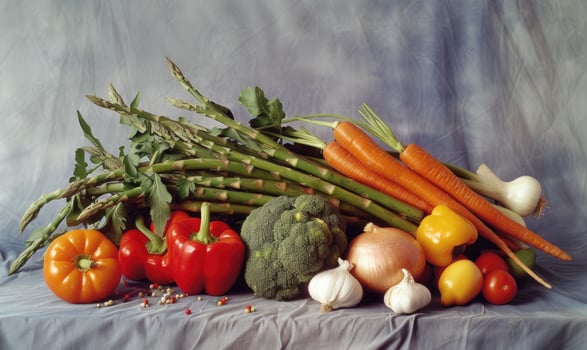 AI generated Fresh vegetables on the table in the kitchen. Healthy food concept. photo