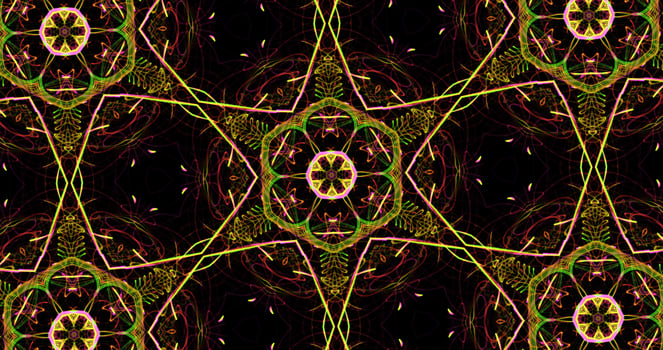 Kaleidoscopic Pattern On Dark Background In Vibrant Colors photo