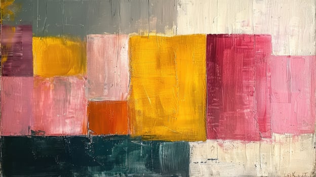 AI generated Generative AI, colorful grunge impasto painted canvas background. Geometric shapes photo