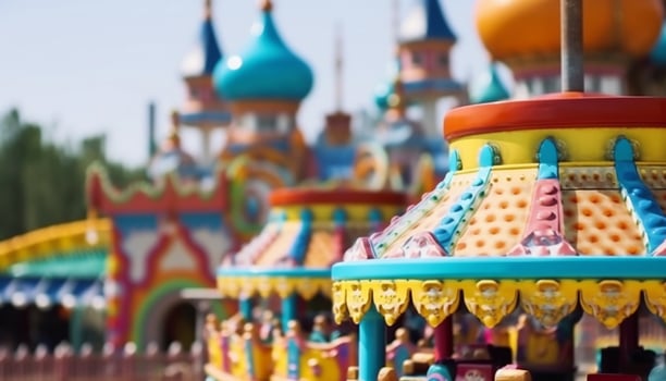 AI generated Traveling carnival brings joy with colorful decorations and amusement rides generated by AI photo
