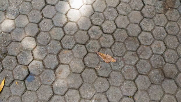 photo of a road made of hexagonal bricks arranged neatly