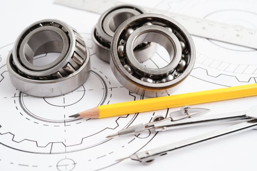 Engineering and precision tools with metal ball bering, mechanical industrial. photo