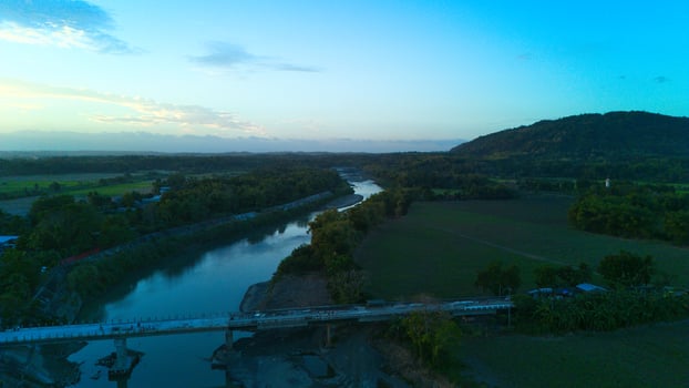 river and mountain landscape photo