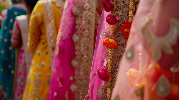 AI generated Hindu Priest Conducts Colorful Temple Ceremony Amid Floral Offerings photo