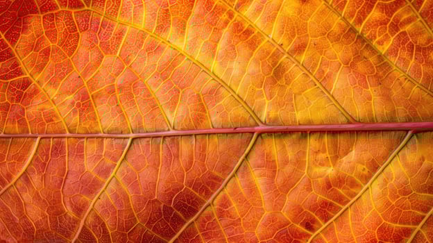 AI generated Close-up of an autumn leaf's intricate texture, showcasing vibrant hues. Ai Generated photo