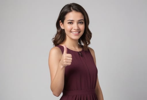 AI Generated Smiling Young Woman Approval Sign photo