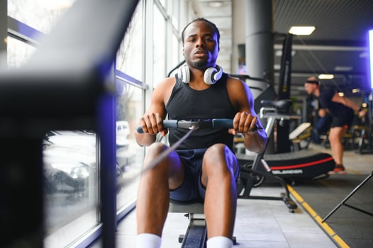 Black African American young man at the gym photo