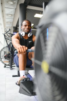 African American man working out in the gym. photo