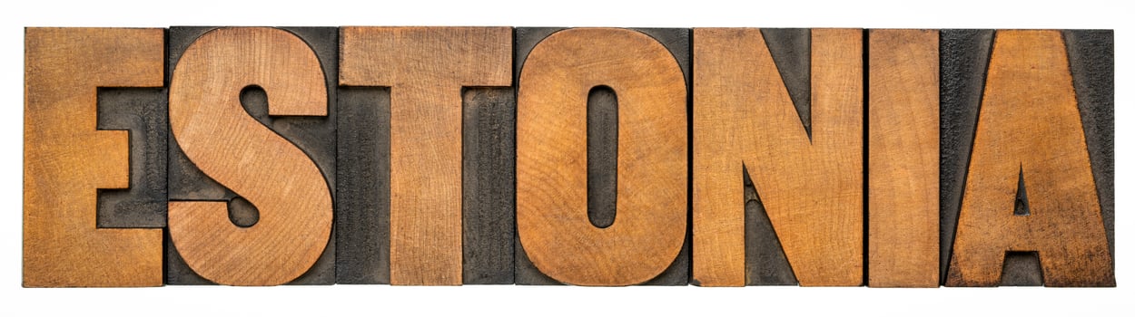 Estonia - isolated word abstract in vintage letterpress wood type, Baltic country photo