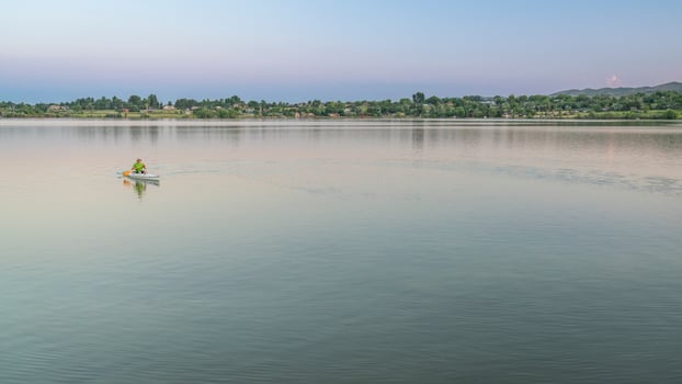 evening canoe paddling in Colorado photo