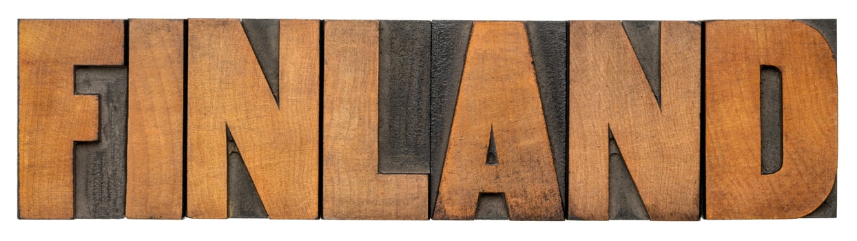 Finland - isolated word abstract in vintage letterpress wood type, Nordic country photo
