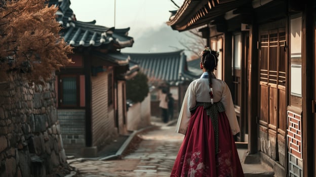 AI generated A Walk Through Traditional Korean Village photo