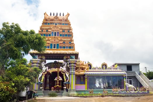 Indian temple on the island of Mauritius in the Indian Ocean photo