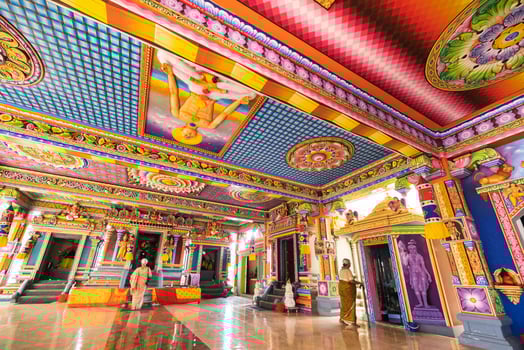 People at an Indian temple on the island of Mauritius in the Indian Ocean photo