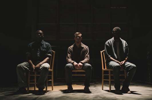 AI generated Men in contemplative silence photo