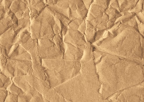 Crumpled brown kraft paper texture banner background photo