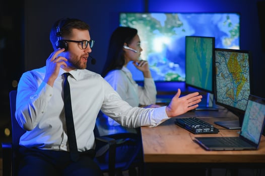 Dispatching support centers for freight transportation. Logistics and navigation of cargo delivery photo