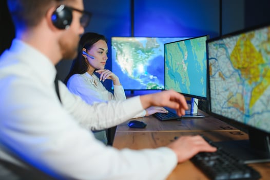 Dispatching support centers for freight transportation. Logistics and navigation of cargo delivery photo