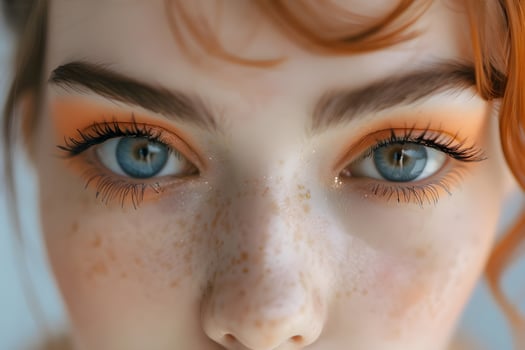 AI generated Peachy Grace Woman's Simple Beauty Shines in Peach Fuzz Makeup Banner photo