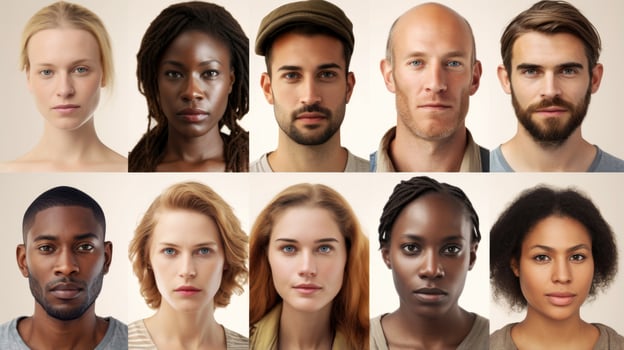AI generated Diverse Portraits Faces Collage photo