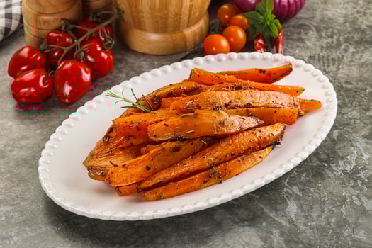 Baked batat with with spices photo