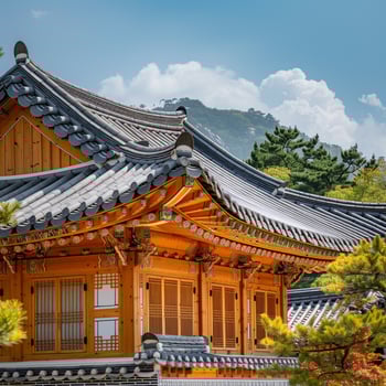 AI generated Traditional Korean architecture ancient style South KoreaTop Travel landmark in Seoul Korea photo