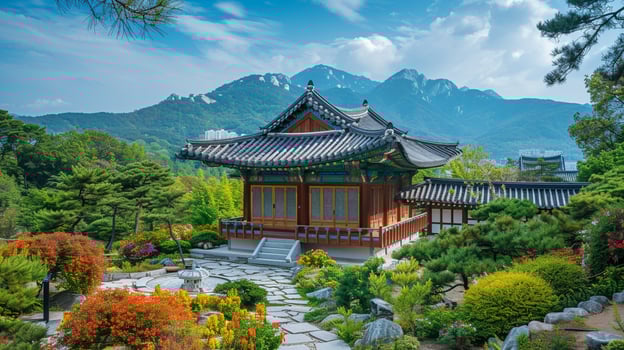 AI generated Traditional Korean architecture ancient style South KoreaTop Travel landmark in Seoul Korea photo