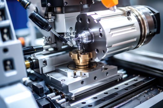 AI generated Metalworking on CNC machines, modern industrial technology for manufacturing industrial parts photo