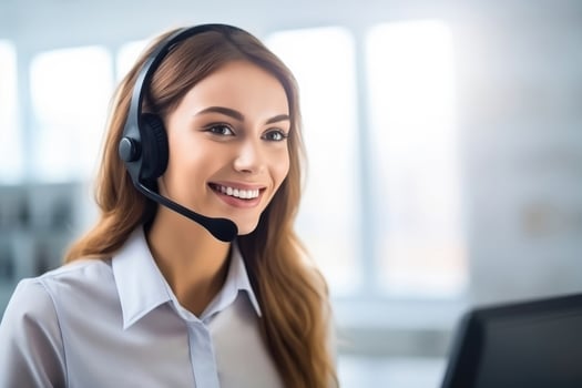 AI generated Professional Customer Service - Young Smiling Call Center Worker photo