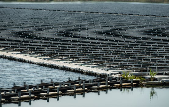 Floating solar panels in Thailand, Provide clean natural energy from sunshine. photo