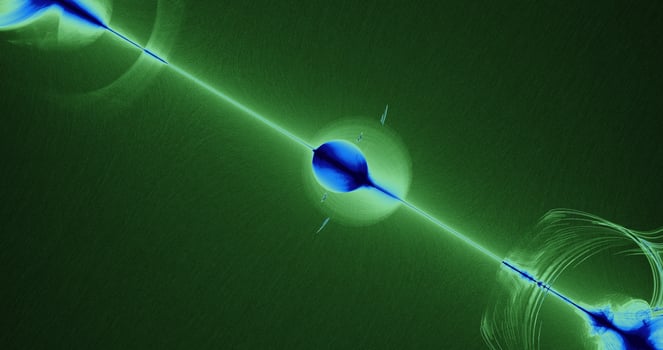 Green And Blue Abstract Lines Curves Particles Background photo