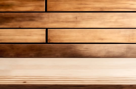 AI generated Shelf wooden with display empty product photo