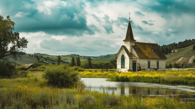 AI generated Church of the in the countryside photo