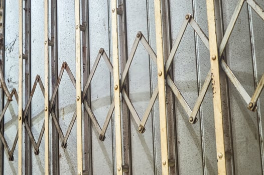 an iron harmonica door or rolling door or folding door photo