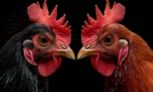 AI generated Two roosters facing each other photo