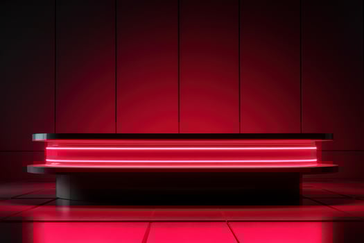 AI generated Striking Red podium neon. Generate Ai photo