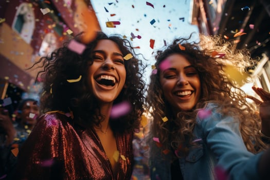 AI generated Joyful Friends Celebrating with Confetti photo