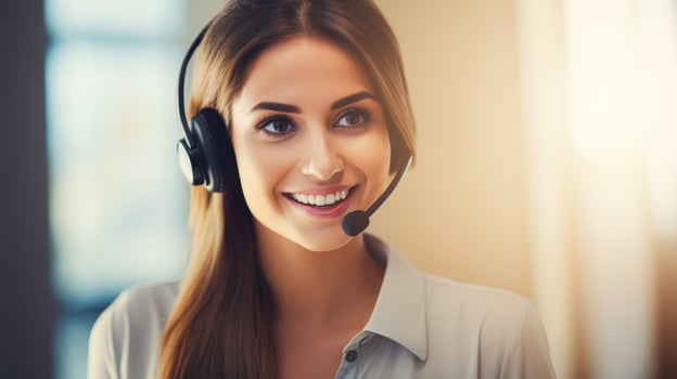 AI generated Smiling Woman in Headset photo