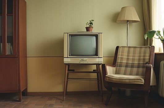 AI generated Vintage television displaying static photo