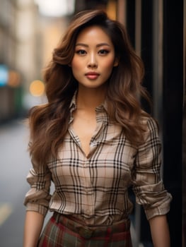AI generated Woman With Long Hair Standing on Street photo