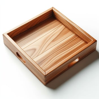 AI generated wooden tray isolated on a white background photo