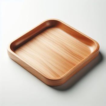 AI generated wooden tray isolated on a white background photo
