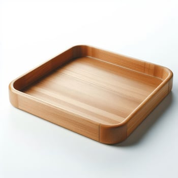 AI generated wooden tray isolated on a white background photo