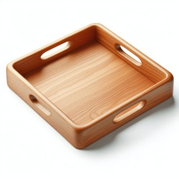 AI generated wooden tray isolated on a white background photo