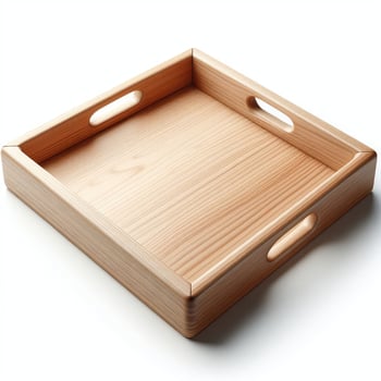 AI generated wooden tray isolated on a white background photo