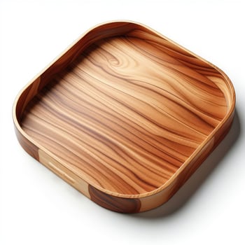 AI generated wooden tray isolated on a white background photo